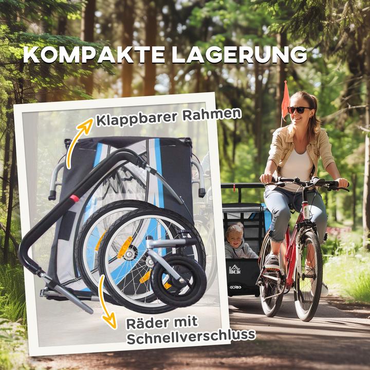 Immagine prodotto Homcom Rimorchio per bicicletta per bambini con borsa per riporre i bagagli