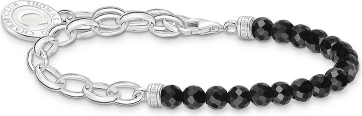 Produktbild Thomas Sabo Member Charm Armband mit Schwarzen Obsidian Beads und Charmista Coin Silber (17 cm, Emaille, 925er Silber)