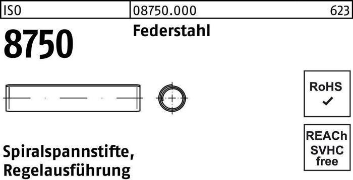 Actual product image Coiled spring pin ISO 8750 4 x 16 spring steel standard version. ISO 8750