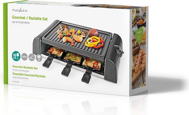 Actual product image Nedis Gourmet/Raclette Grill 6 Persons Spatula Temperature setting Non stick coating Rectangle