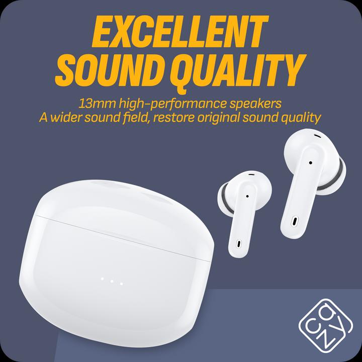 Actual product image Cazy Bluetooth in-ear headphones, wireless, noise cancelling headphones, active noise cancellation (ANC, 5.50 h, Wireless)