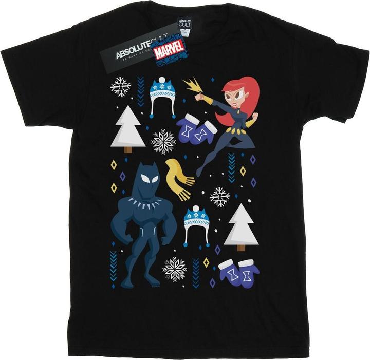 Actual product image Mens Black Panther And Black Widow Christmas Day T-Shirt (XXL)