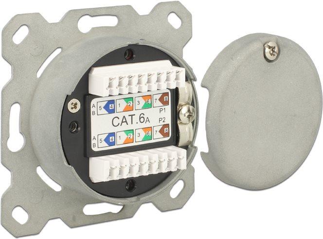 Produktbild Delock Netzwerk Anschlussdose Unterputz 2 Port Cat.6A LSA