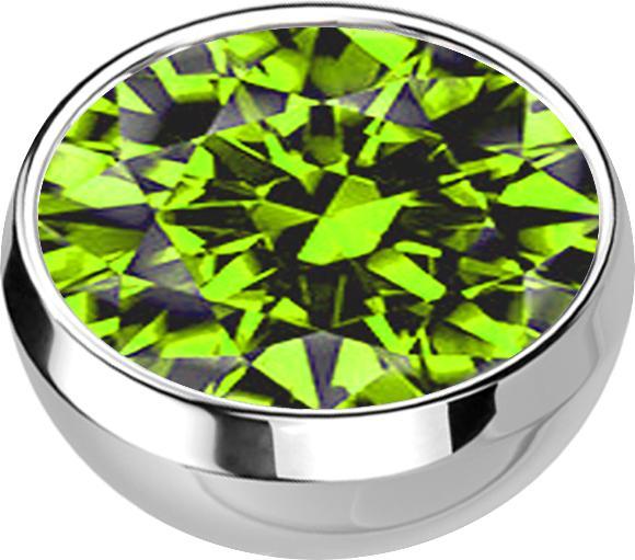 Produktbild Star Piercing Micro Halbkugel silber mit Kristall hellgrün (ohne Messing, Chirurgenstahl 316L)