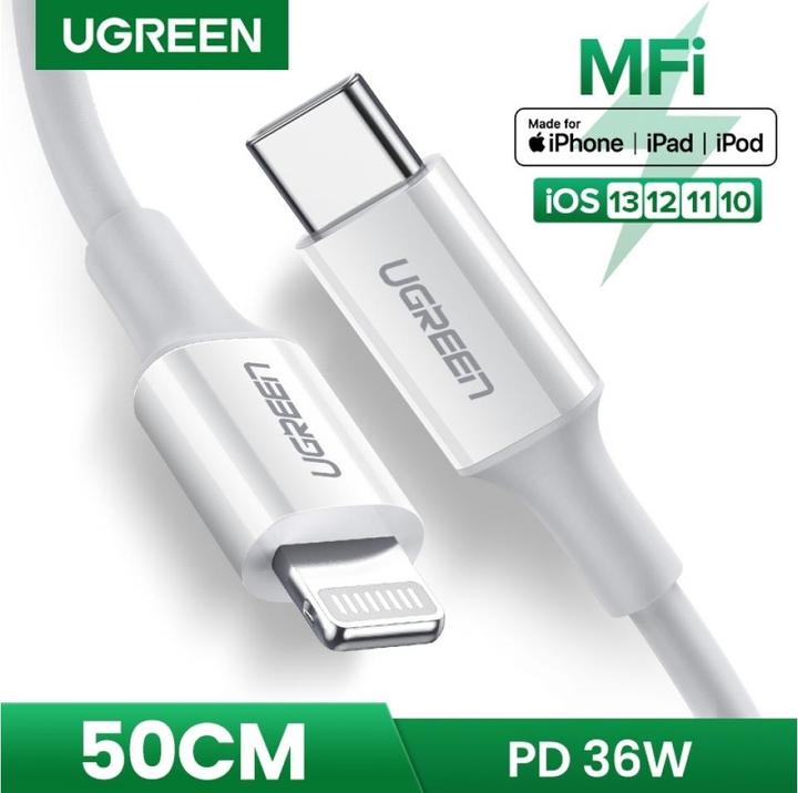 Image du produit Ugreen Lightning USB-C PD Fast Charge MFi (0.50 m, USB 2.0, 18 W)