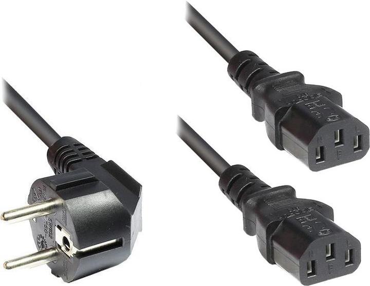 Actual product image Good Connections Y power cable, 1x Schuko plug to 2x IEC socket, type F to C13, 1.8m, ® (1.80 m)