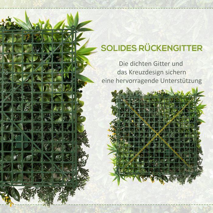 Actual product image Swisshandel24 12 pieces artificial plant wall hedge 50x50 cm UV protection Privacy screen Multi-leaf design Hedge (50 cm)