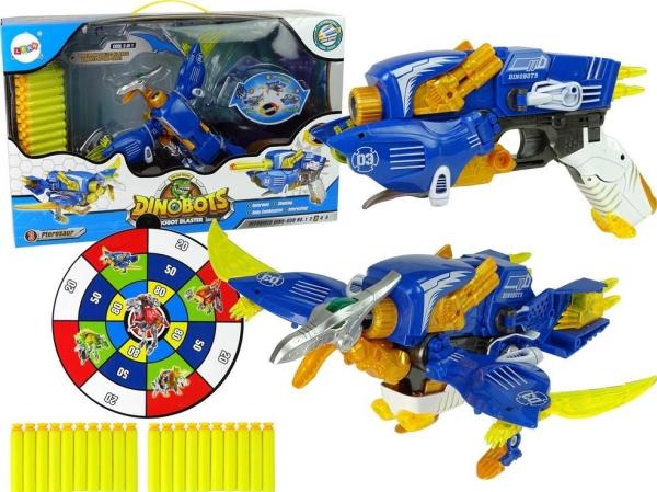 Actual product image Lean Toys Transformer Dinosaur Dinobots 2in1 with Shooting Function, blue