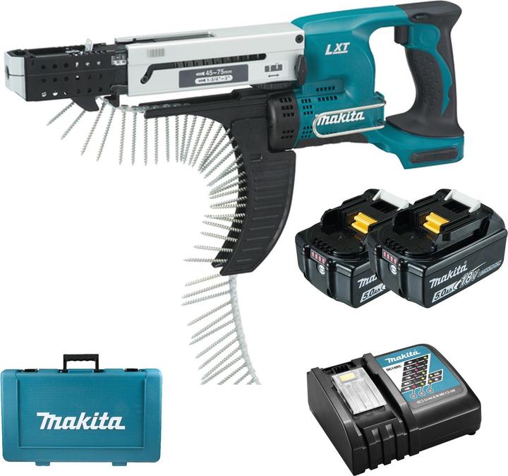 Produktbild Makita 18V Akku-Magazinschrauber mit 2x 5.0Ah Akkus DFR750RTE (Akkubetrieb)