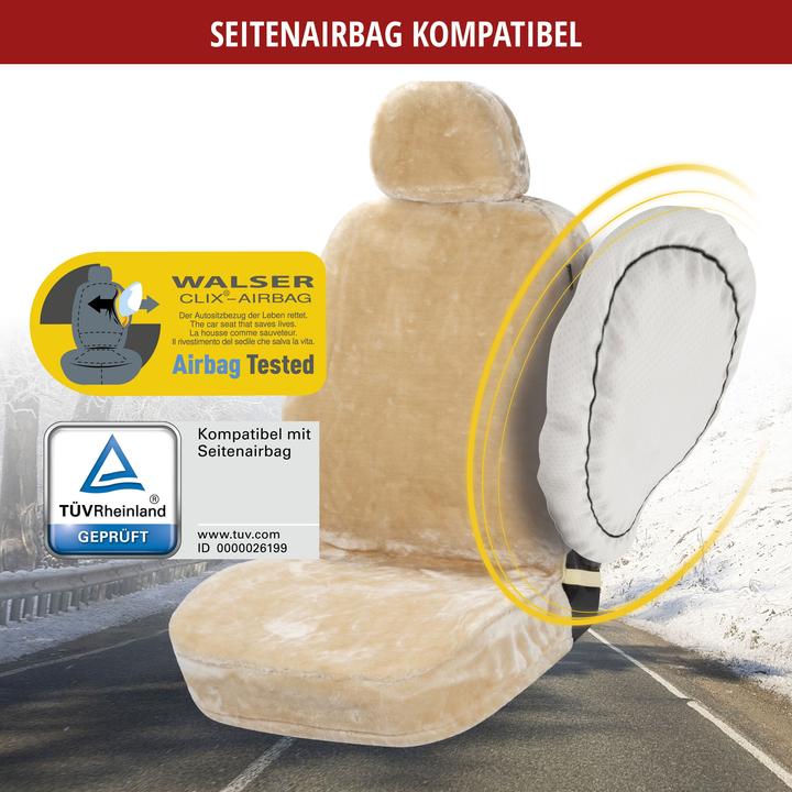 Actual product image Walser Car seat cover "Teddy" - faux fur - beige