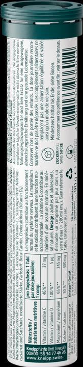 Valori nutrizionali e ingredienti Kneipp Magnesio naturale Calcio Vitamina D4 (20 Pezzo/i, Compressa effervescente)