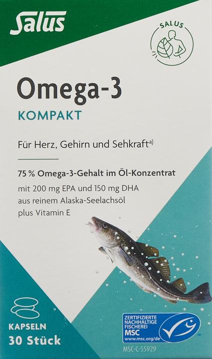 Produktbild Salus Omega-3 Kompakt Seelachsöl Kaps (30 Stück, Kapseln, 48 g)
