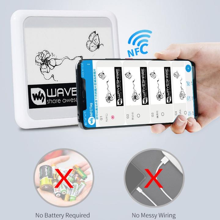 Image du produit WaveShare Écran e-Ink / e-Papier passif de 4,2 pouces alimenté par NFC