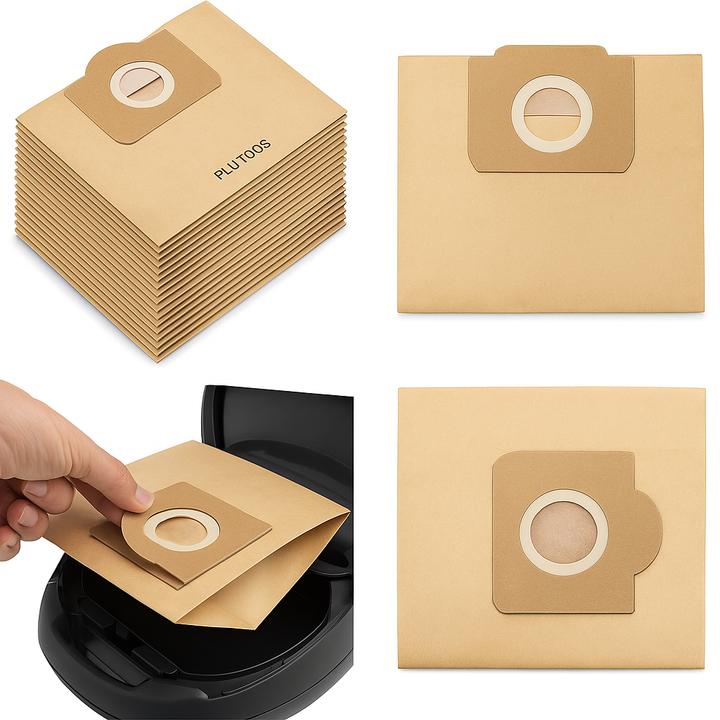 Actual product image Plutoos 15 WD3 hoover bags for Karcher 6.959-130.0 Paper filter bags Bag 1629 MV3 A2201/2204 (15 x)