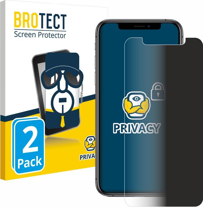 Productafbeelding BROTECT Anti-spionnetje privacyfolie Beschermfolie tegen blauw licht (2 Stuk, Apple iPhone XS)