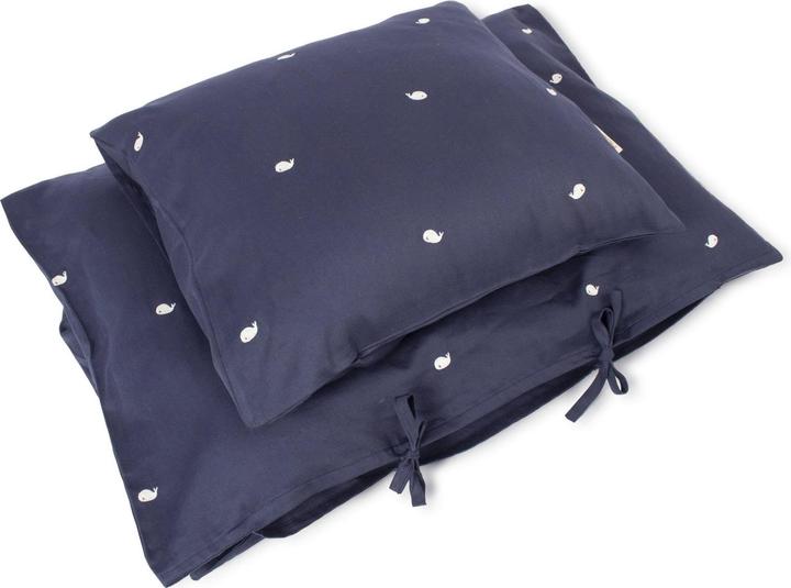 Actual product image Filibabba Baby bed linen GOTS (70x100 cm) - Embroidered Christian the Whale - Midnight (70 x 100 cm, 40 x 45 cm)