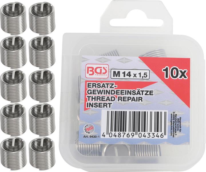 Immagine prodotto BGS Inserti filettati di ricambio M14 x 1,5 mm 10 pz.