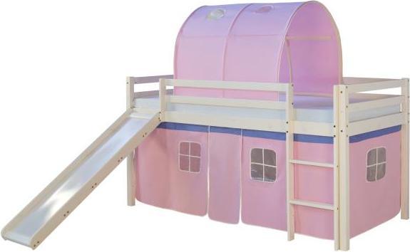 Produktbild Homestyle4u Hochbett mit Rutsche und Vorhang (90 x 200 cm)