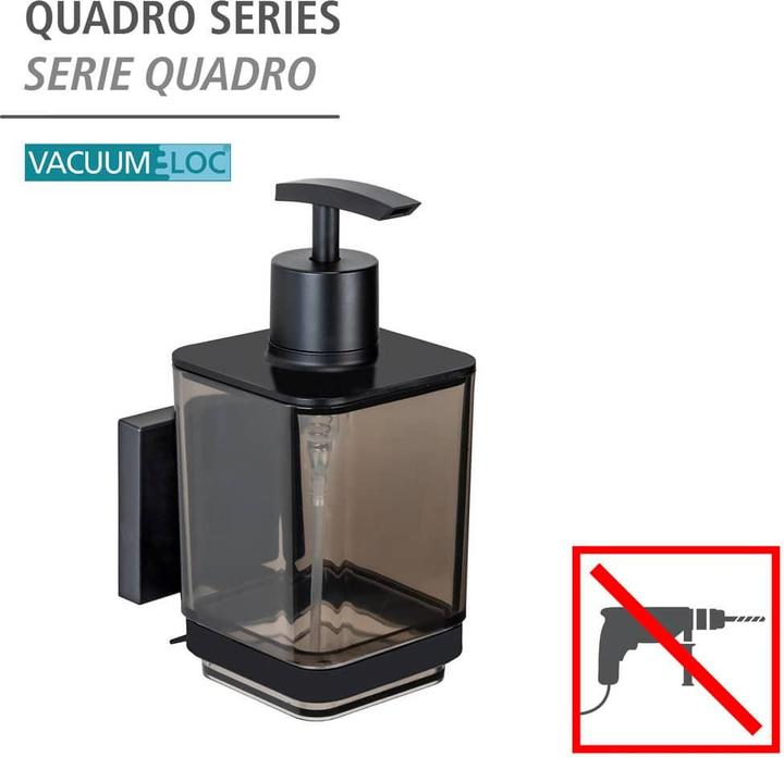 Productafbeelding Wenko Vacuum-Loc® zeepdispenser Mod. Quadro Zwart Bevestiging zonder boren