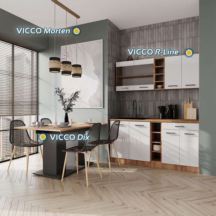 Immagine prodotto Vicco Lampada a sospensione a 3 pezzi Morten, Rattan/nero, 70 x 120 cm (E27)