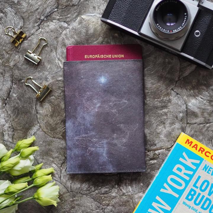 Actual product image Paprcuts Passport cover RFID Galactic Whale