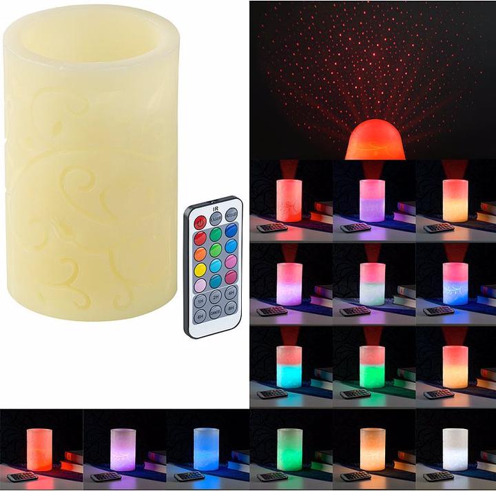 Actual product image Lunartec Real wax candle with color change, laser projector and remote control (1 x)