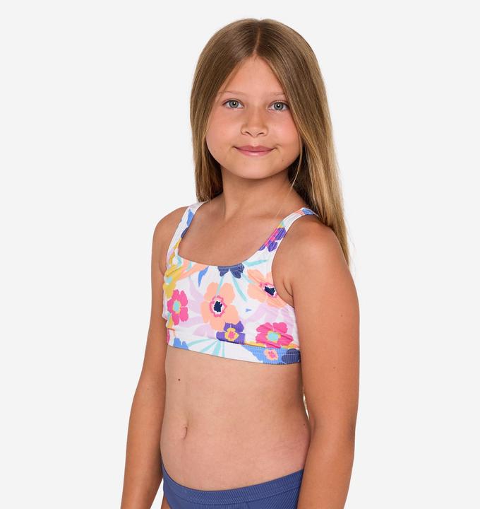 Actual product image Olaian Bikini-Oberteil Mädchen Bustier geblümt verstellbar 500 Nora weiss (14, 15, 16)