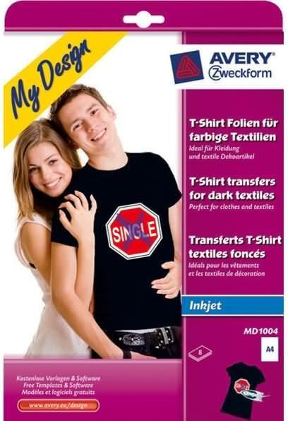 Immagine prodotto Avery Zweckform My Design T-Shirt Transfer per tessuti scuri (8 x, A4)