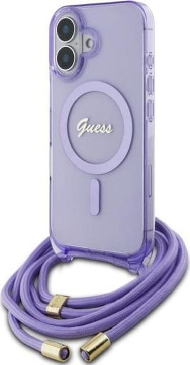 Produktbild Guess GUHMP16SHCTSGNSU iPhone 16 6.1" fioletowy/purple hardcase Crossbody Cord Script MagSafe