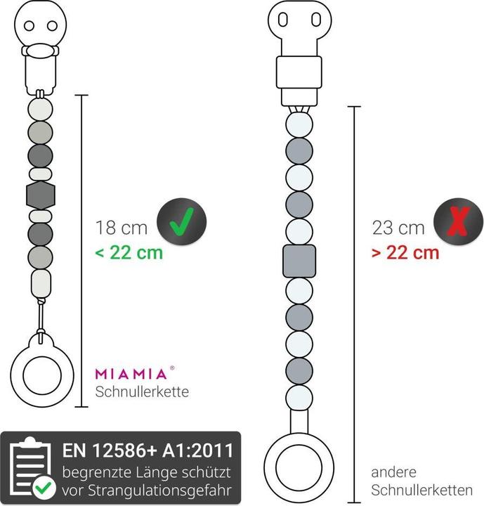 Immagine prodotto MiaMia Catene ciuccio Catena ciuccio con perline in silicone e anello in gomma incluso. (2 x)