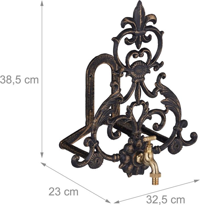Actual product image Relaxdays Hose Holder with Faucet, Vintage Design (0.14 m)