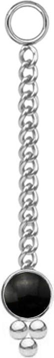 Star Piercing Anhänger silber Kette mit Anhänger schwarzer Onyx Stein drei Kugeln (ohne Messing, Chirurgenstahl 316L, Mineralisch)