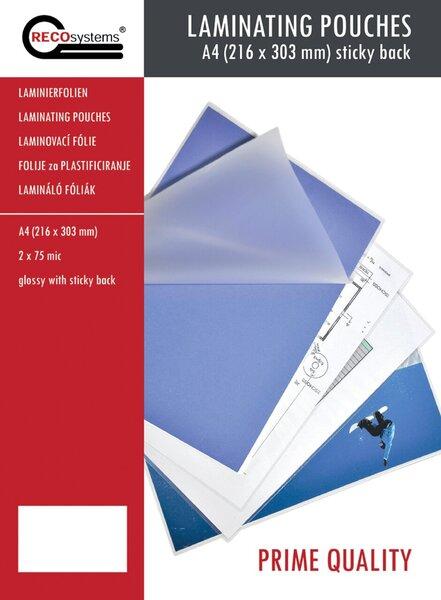 Actual product image RECOsystems Laminierfolien, 216 mm x 303 mm, DIN A4, selbstklebend, 2 x 75 Micron (A4, 100 Piece, 75 µm)