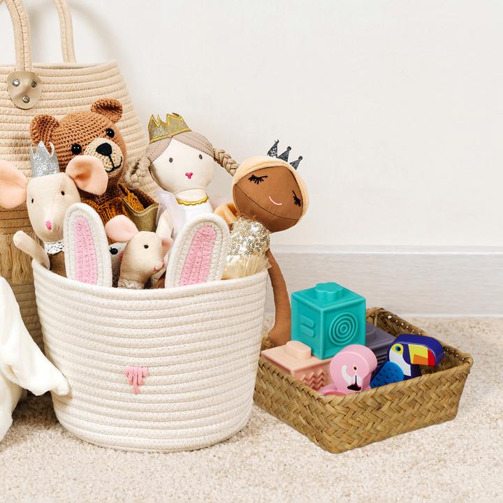 Actual product image Relaxdays 3-piece seagrass storage basket set (3 x, 23 x 23 x 8.5 cm)