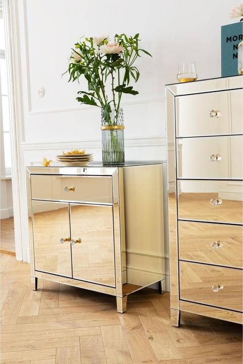 Image du produit Designlife Commode haute Luxury Champagne 5-tiroirs (49 x 41 x 110 cm)