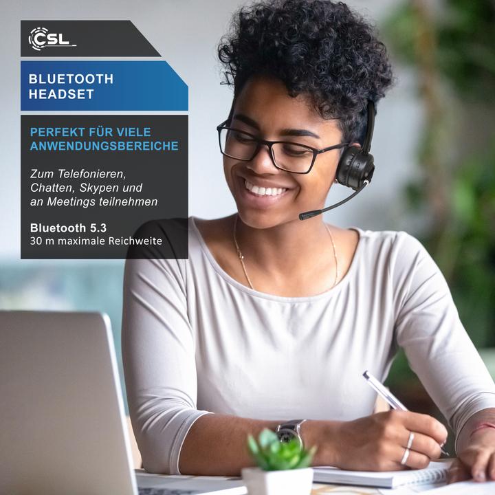 Image du produit CSL Casque sans fil, casque Bluetooth, microphone, station de charge, annulation du bruit, multipoint (Sans fil, USB-A)