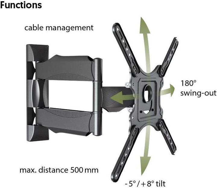 Produktbild Spectral JM400CSV2 Flachbildschirm-Wandhalterung 139,7 cm (55" ) Schwarz (Wand, 55", 31.80 kg)