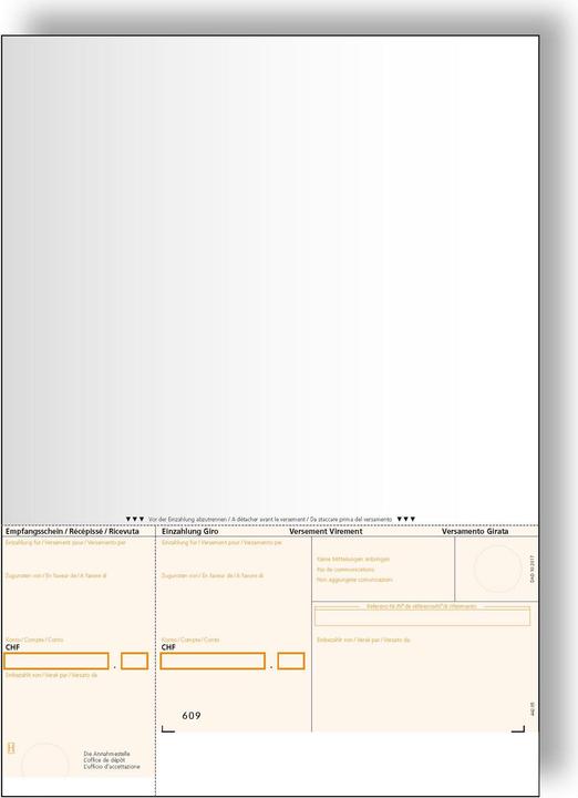 No Name Invoice form A4 BESR Bank, 1000 pieces, orange (1000 x)