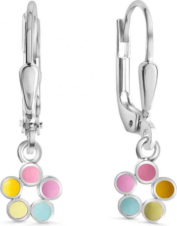 Actual product image Passion Rhodiated Silver Earrings - Pendant - Flower - Multicolor Lacquer (Silver)