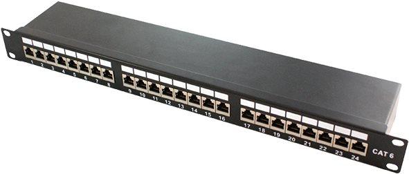 Produktbild LogiLink Patchpanel 24-fach, Cat. 6A, 48,30cm (19"), geschirmt, grau, ® (NP0060)