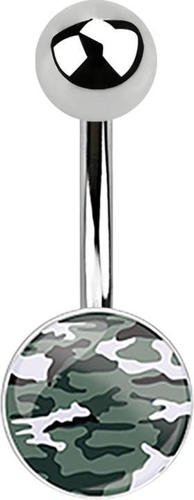 Image du produit Star Piercing Banane silber mit zwei Kugeln und Bild Military grau (sans laiton, Acier chirurgical 316L)