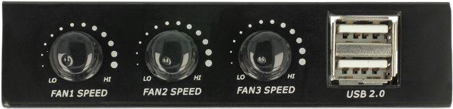 Produktbild Delock Front Panel 3.5", 2x USB 2.0 schwarz (Pinheader) + Lüftersteuerung