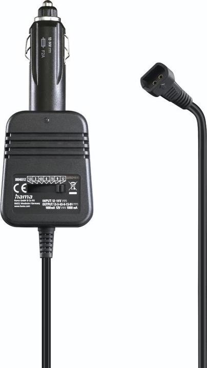 Actual product image Hama Power supply unit for car, adjustable, 1000mA, 12W, max. 12V, stabilis., 8 adapters
