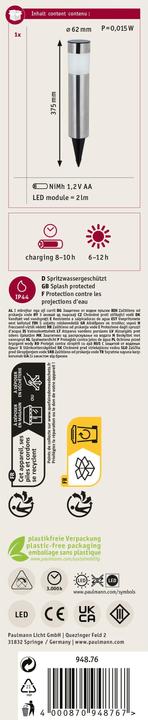 Produktbild Paulmann Solarleuchten (2 lm, IP44)