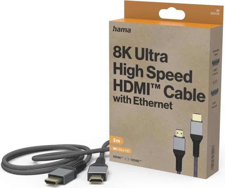 Productafbeelding Hama Ultra Hoge Snelheid HDMI™ kabel, mannelijk-mannelijk, 8K, metaal, 2,0 m (2 m, HDMI)