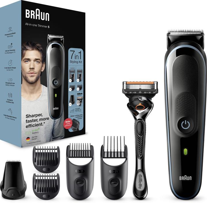 Actual product image Braun Multi-Grooming Kit 5 MGK5345, 7-in-1 Beard Trimmer for Men, 5 Attachments