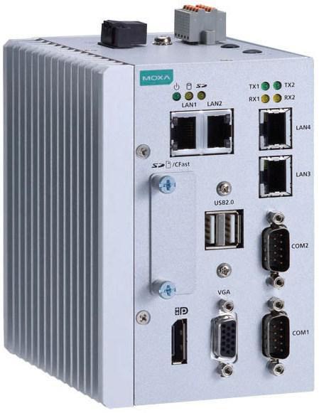 Actual product image Moxa Din-Rail x86 Fanless Computer. E3845 1.91Ghz. MC-1121-E4-T