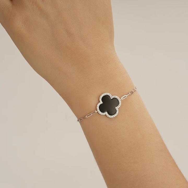 Immagine prodotto Charles Garnier Bracciale in argento, zirconi e onice nera (21 cm, Maglie in argento 925)