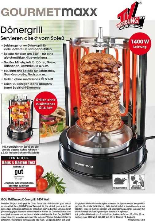 Produktbild Gourmetmaxx Dönergrill 05914