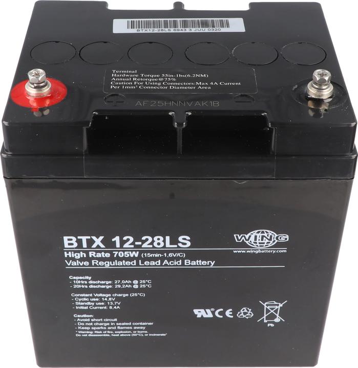 Produktbild AccuCell Wing BTX12-28LS 12V 28Ah high rate hochstromfähig Bleiakku AGM Blei Gel Akku (12 V, 28 Ah)
